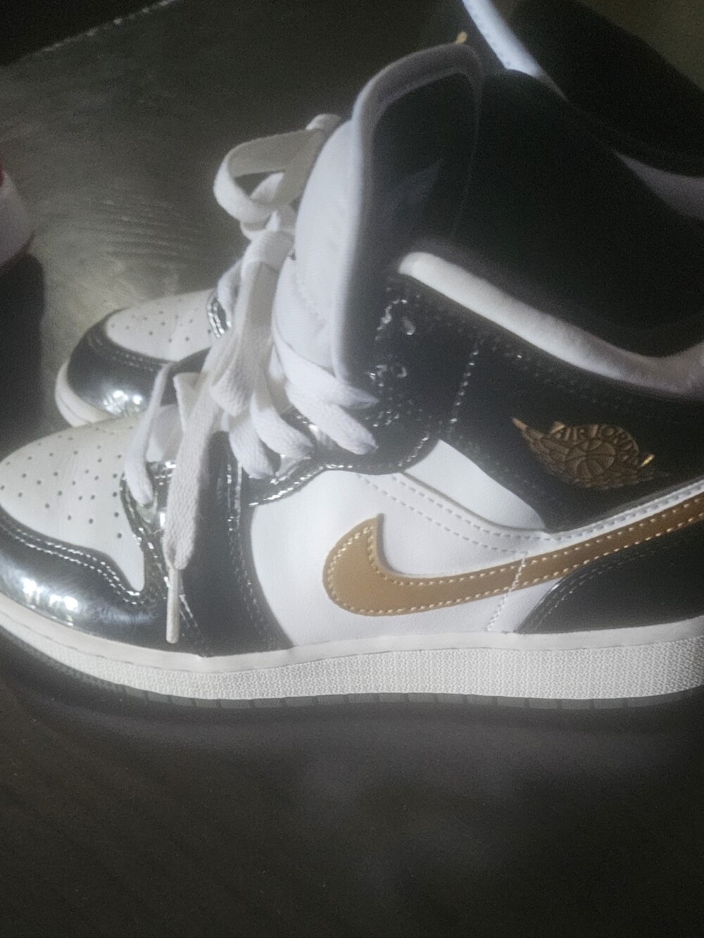 Nike Kids' White, Black & Gold High-Top Sneakers